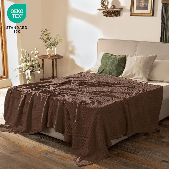 PHF Cooling Waffle Blanket King Size, Lightweight 60% Rayon from Bamboo & 40% - Image 3