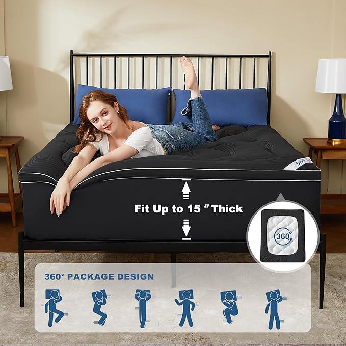 BEDLORE Full Mattress Topper, Thick Pillow Top Pad - Image 4