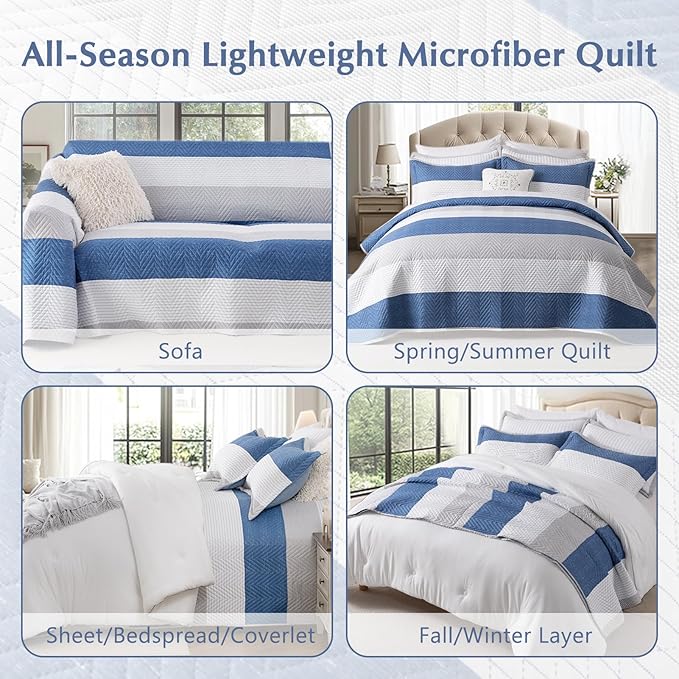 GOONE XL Queen Quilt Set 90"x96", Lightweight Spring & Summer Quilt Set - Image 5