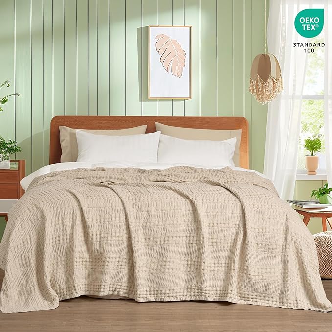 PHF Cooling Waffle Blanket Twin Size, Lightweight 60% Rayon from Bamboo & 40% - Image 4