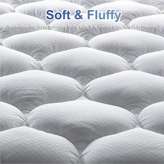 MATBEBY Bedding Quilted Fitted Full Mattress Pad Cooling Breathable Fluffy Soft - Image 2