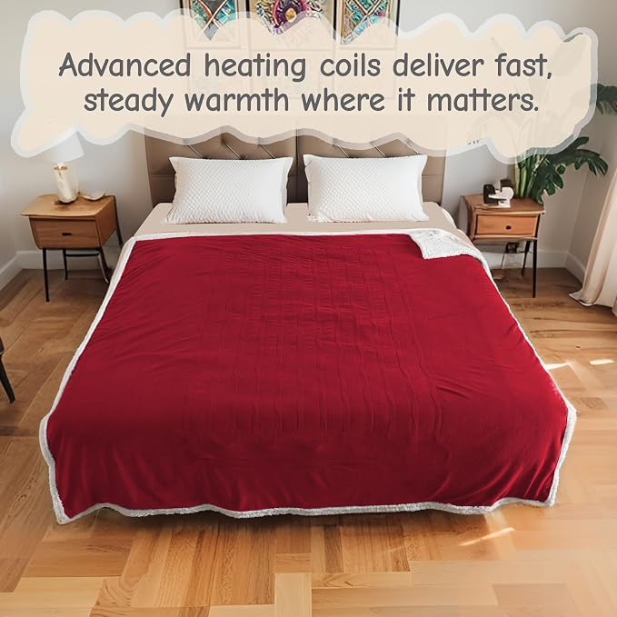 Electric Heated Blanket Queen Size 84"x90", Soft Flannel - Image 8