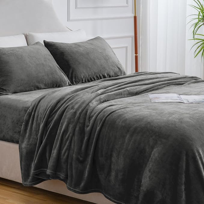 BEDELITE Flannel Sheets King Size Dark Grey - Image 9