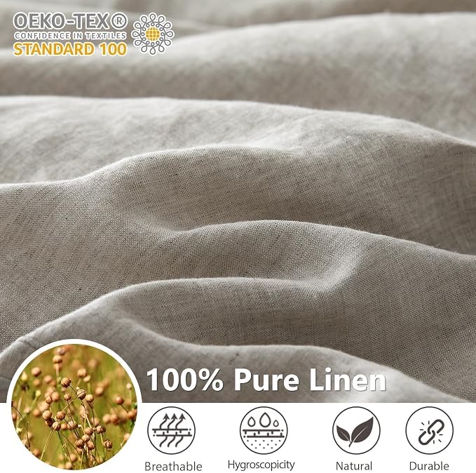 Simple&Opulence 100% Washed Linen Duvet Cover Set 68"x86" - Image 4