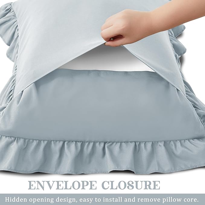 KKJIAF Ruffle Pillow Cases Standard Size Set of 2, Ruffled Pillow Covers - Image 5