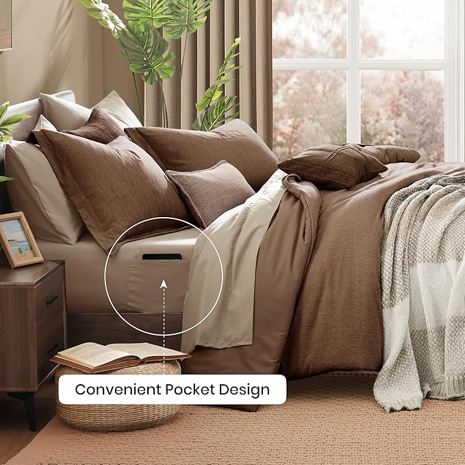 Monbix Full Size Comforter Set, Bedding Sets Full 7 Pieces, Cationic Dyeing Bed - Image 5