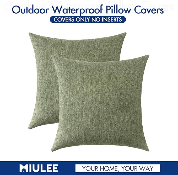 MIULEE Pack of 2 Decorative Outdoor Solid Waterproof Throw Pillow Covers Spring - Image 6