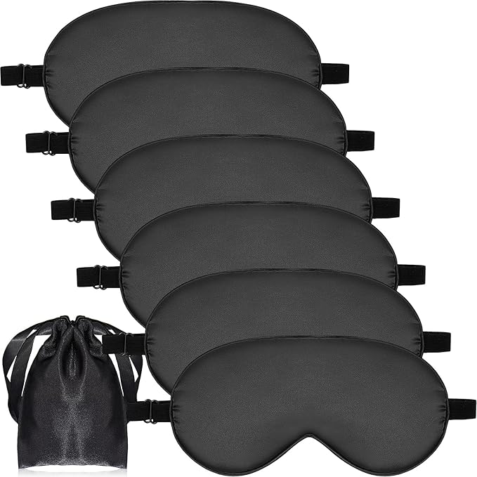 6 Pieces Natural Silk Sleep Mask Soft Eye Mask Adjustable Strap Blindfold by Geyoga