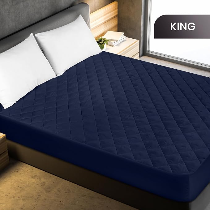 Utopia Bedding Quilted Fitted Mattress Pad, King Size, Elastic Fitted Mattress - Image 2