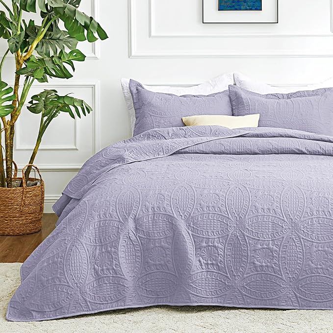Love's cabin Twin Quilt Set Lavender Bedspreads Bedding Set by Lovescabin