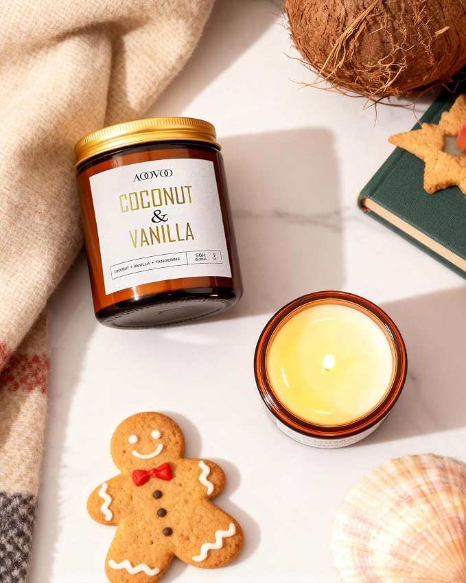 AOOVOO Coconut Vanilla Candles - 9 oz Scented Candles - Image 6