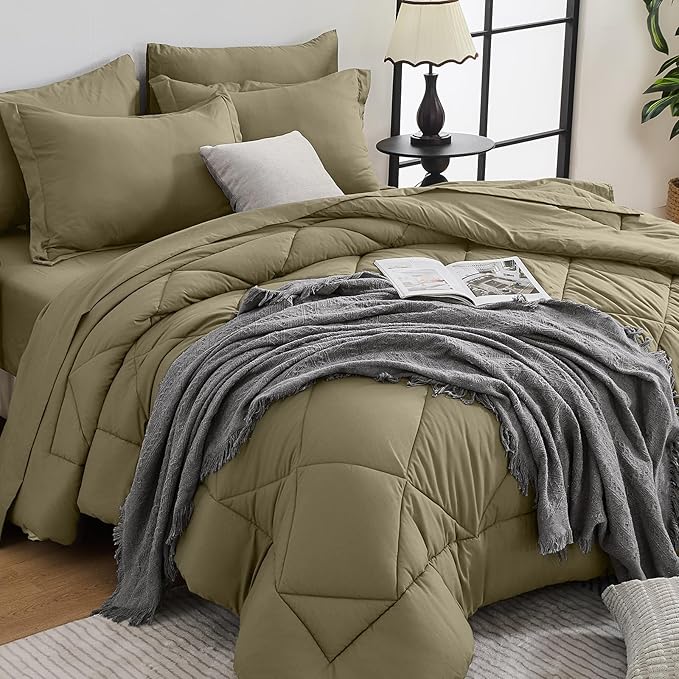 HEVUMYI Olive Green King Comforter Set by HEVUMYI