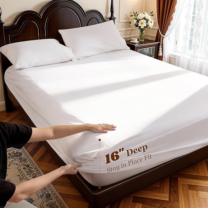 LBRO2M 1000 Thread Count 100% Cotton Sheets Set, King Size Bed Sheet 4 Piece - Image 4