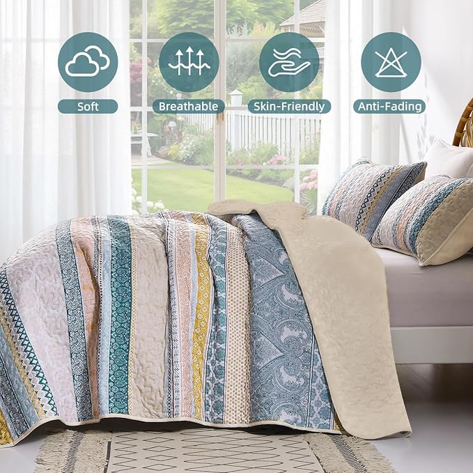WONGS BEDDING Boho Quilt Set Twin Size - Image 4