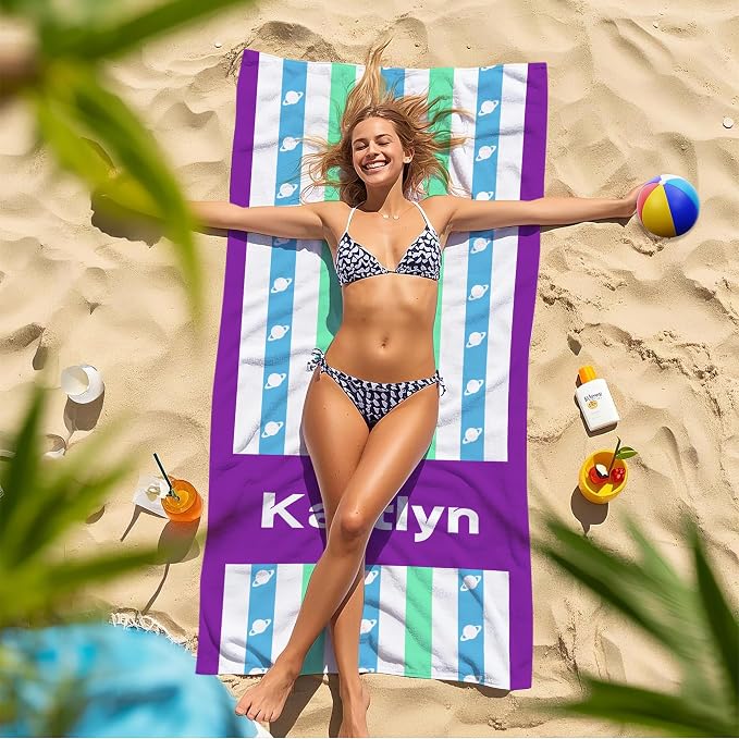 JML Custom Beach Towel with Name, Personalized Microfiber Beach Towel with Name - Image 7