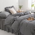 mixinni Black White Gingham Ruffle Duvet Cover Full Size 3 Pieces – 100% Washed by mixinni