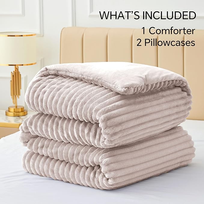 BEDELITE Fleece King Comforter Set -Super Soft & Warm Fluffy Lotus Pink Bedding - Image 6
