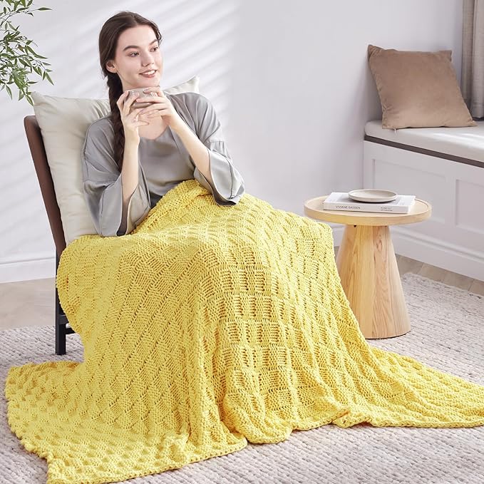 Knitted Weighted Blanket for Adult, No Beads Heavy Blanket 60” x 80'' 12lbs - Image 7