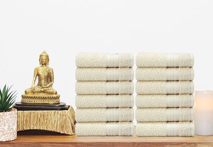 Cotton Craft Ultra Soft 12 Pack Wash Cloths 12x12 Ivory Weighs 2 Ounces Each - Image 4