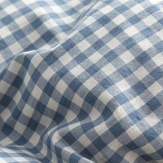 MKXI Blue and White Gingham Duvet Cover King Size, 3-Piece Bedding Set - Image 8