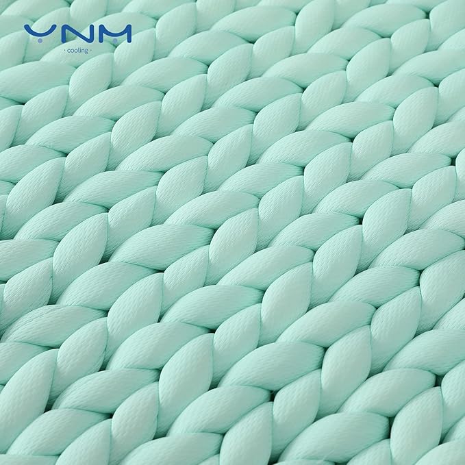 YnM Cooling Weighted Blanket, Handmade Chunky Yarn Knitted Design, Temperature - Image 2