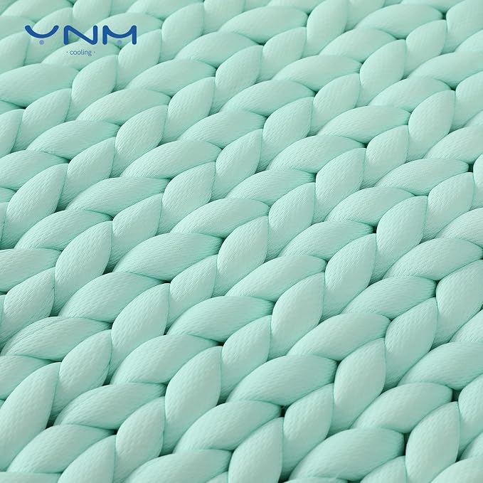 YnM Cooling Weighted Blanket, Handmade Chunky Yarn Knitted Design, Temperature - Image 2
