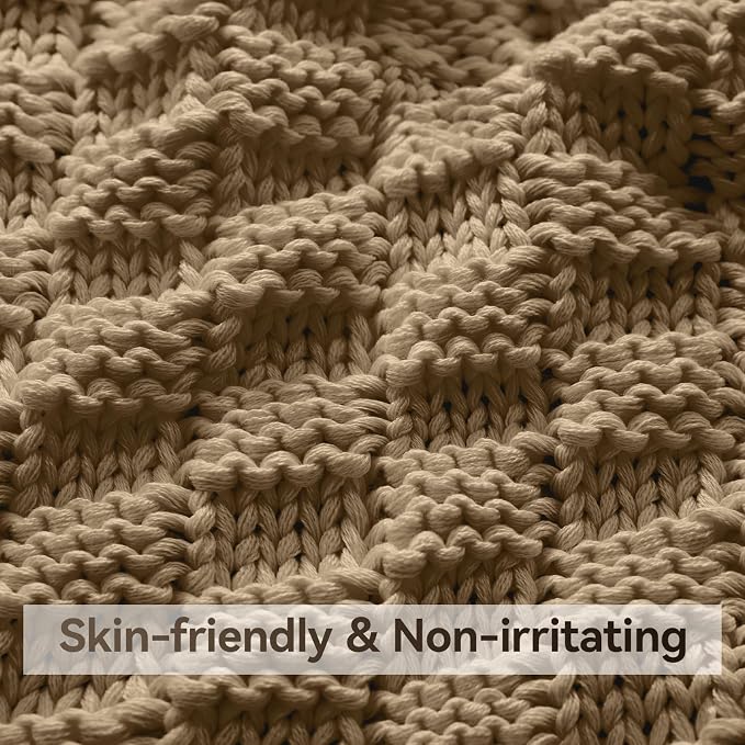 Knitted Weighted Blanket for Adult, No Beads Heavy Blanket 60” x 80'' 10lbs - Image 4
