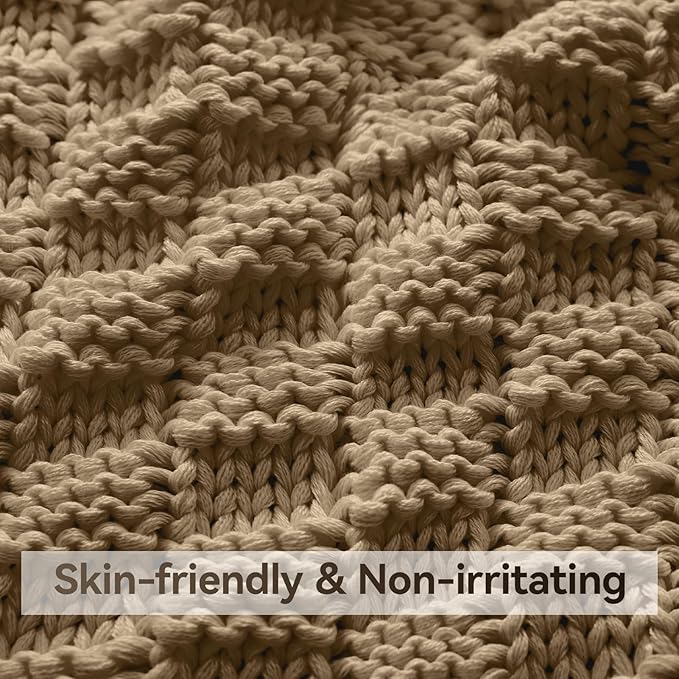 Knitted Weighted Blanket for Adult, No Beads Heavy Blanket 60” x 80'' 20lbs - Image 4