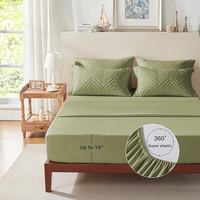 Zzlpp Full Comforter Set 7 Pieces, Army Green Tufted Bed in a Bag, All Season - Image 7