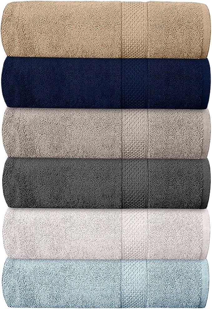 QUBA LINEN Hotel & Spa 100% Cotton Bath Towels Pack of 6, Ultra Soft, Quick Dry by QUBA+LINEN