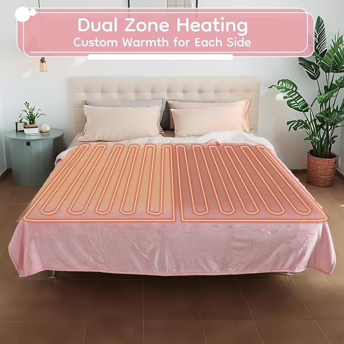 LaffyLo Electric Heated Blanket King Size 90 x 100, Dual Control, Fast Heating - Image 3