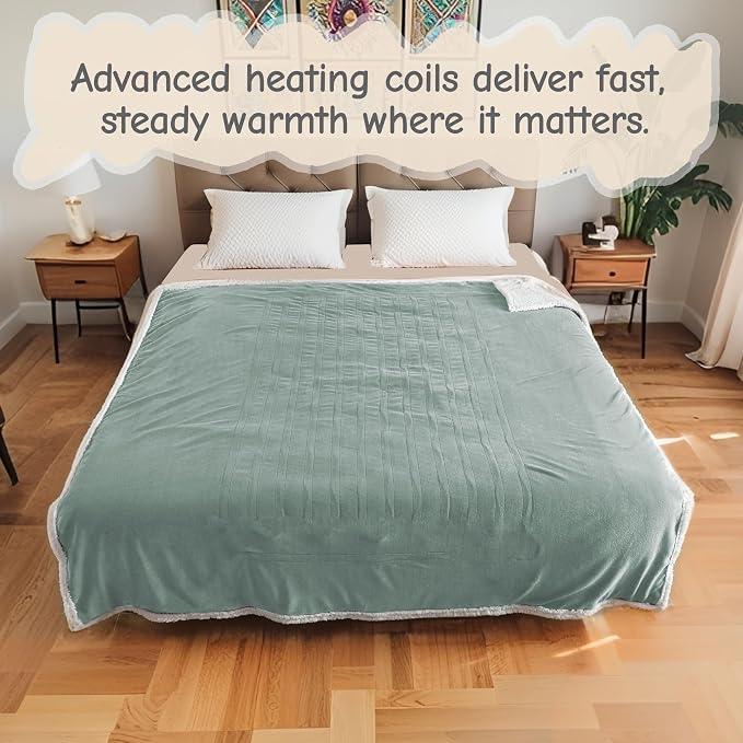 Electric Heated Blanket Queen Size 84"x90", Soft Flannel - Image 8
