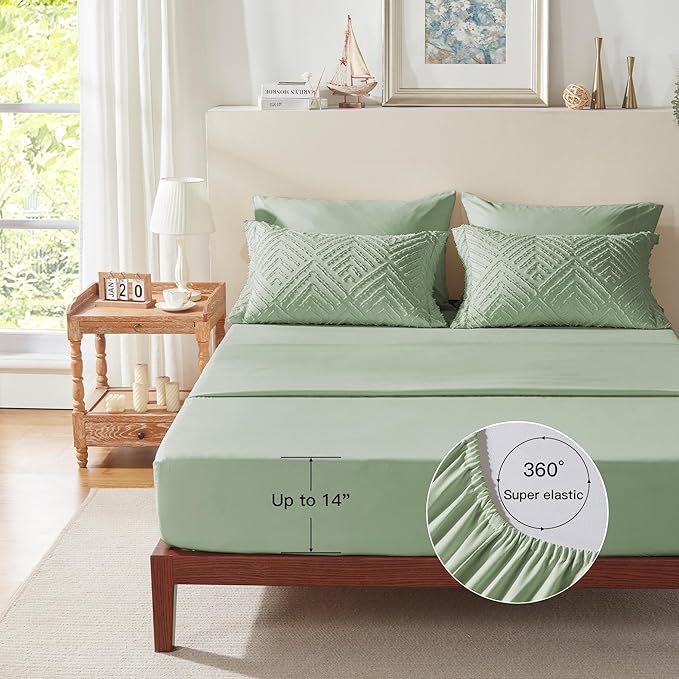 Zzlpp Queen Comforter Set 7 pieces, Sage Green Tufted Bed in a Bag - Image 7