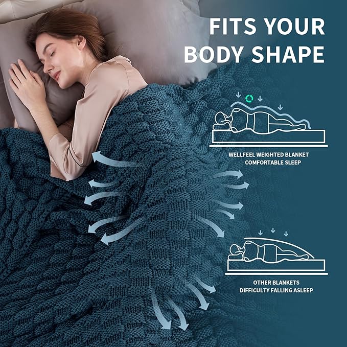 Knitted Weighted Blanket for Adult, No Beads Heavy Blanket 70” x 90'' 20lbs - Image 3