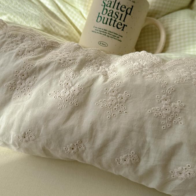 MKXI Mint Green Gingham Duvet Cover Set Queen - Image 8