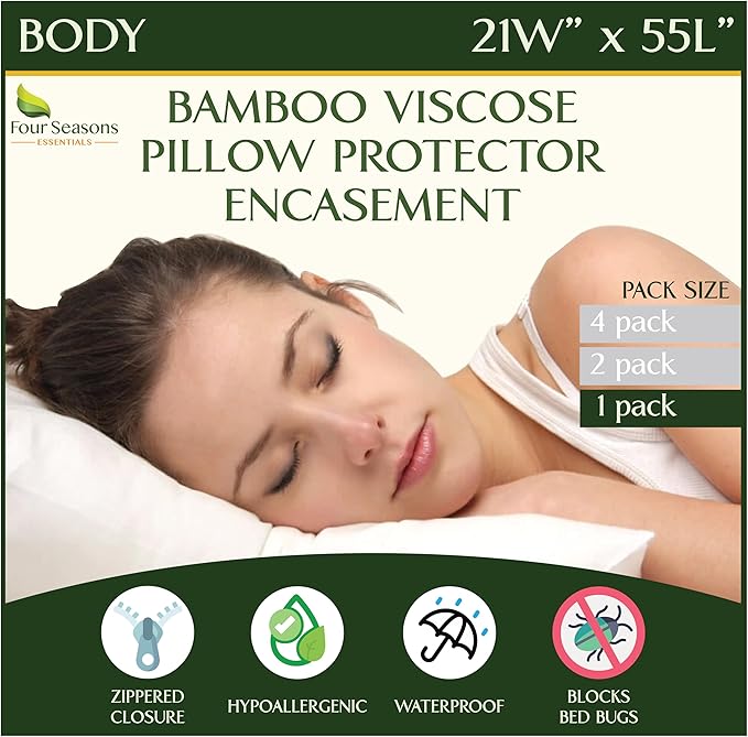 Four Seasons Essentials Body Size Waterproof Pillow Protector by FourSeasonsEssentials