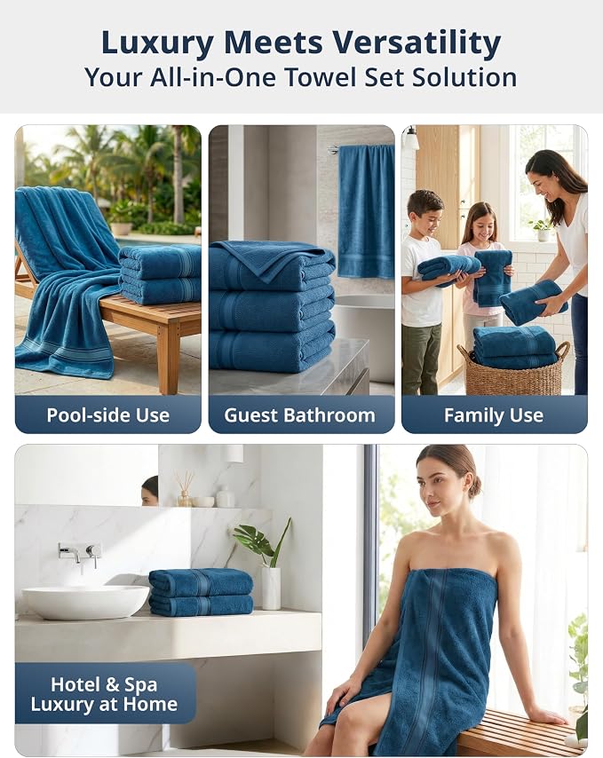 LANE LINEN 100% Cotton 4 Pack Bath Towels Set - Image 8