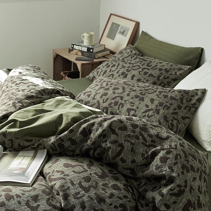 mixinni Leopard Duvet Cover King Size, Premium Yarn-Dyed Jacquard Cotton Duvet - Image 3