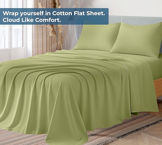 Royale Linens 100% Organic Cotton Queen Flat Sheet Only - Image 2