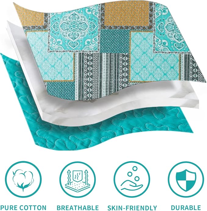 BEDIFANY 3 Pieces Cotton King Size Quilt Sets, King Bedspread Lightweight - Image 5