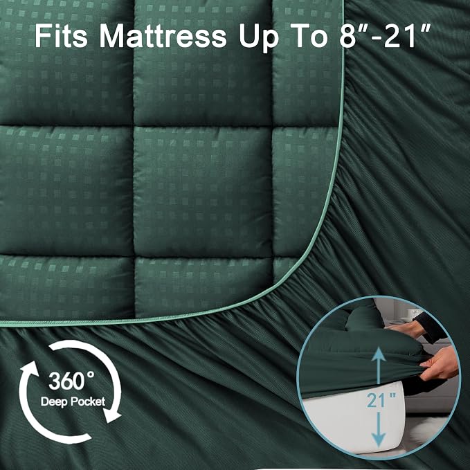 HYLEORY Full Mattress Pad Quilted Fitted Mattress Protector Cooling Pillow Top - Image 5