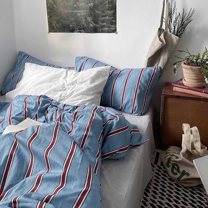 mixinni Vintage Striped Blue Duvet Cover Full - Image 9