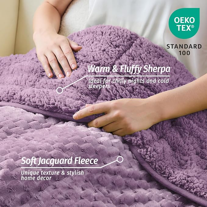 Wemore Fleece Weighted Blanket for Adults, Dual Sided Cozy Soft Sherpa Heavy - Image 3