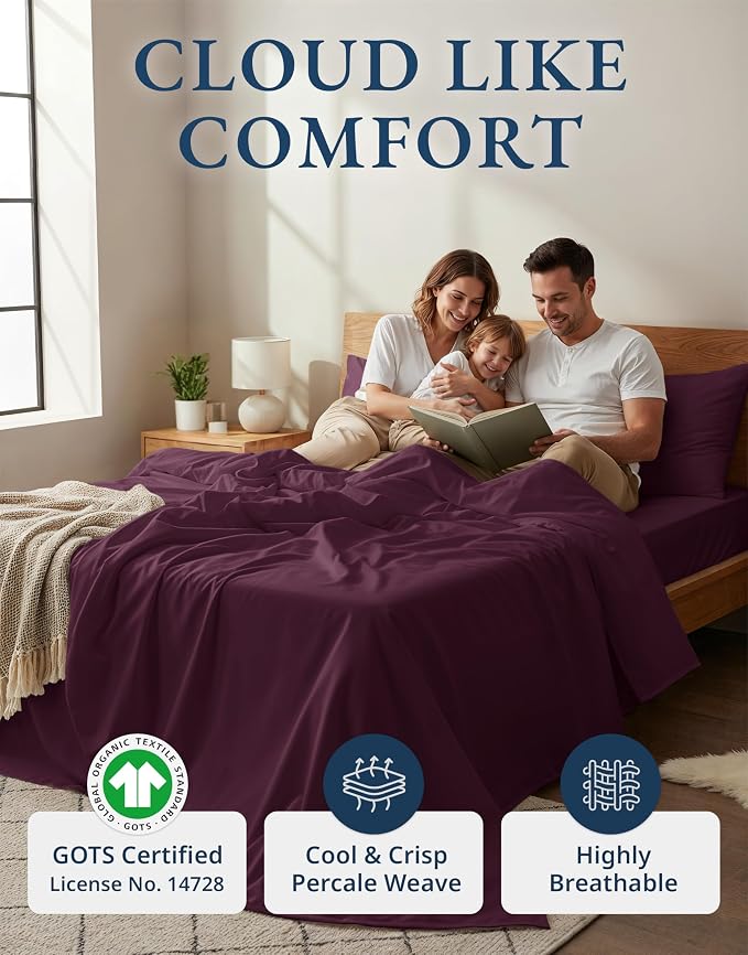 LANE LINEN Sustainably Produced 100% Organic Cotton Twin Bed Sheet Set - Image 2