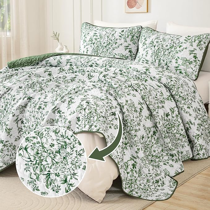 WONGS BEDDING Quilt King Size, Botanical Quilt - Image 2