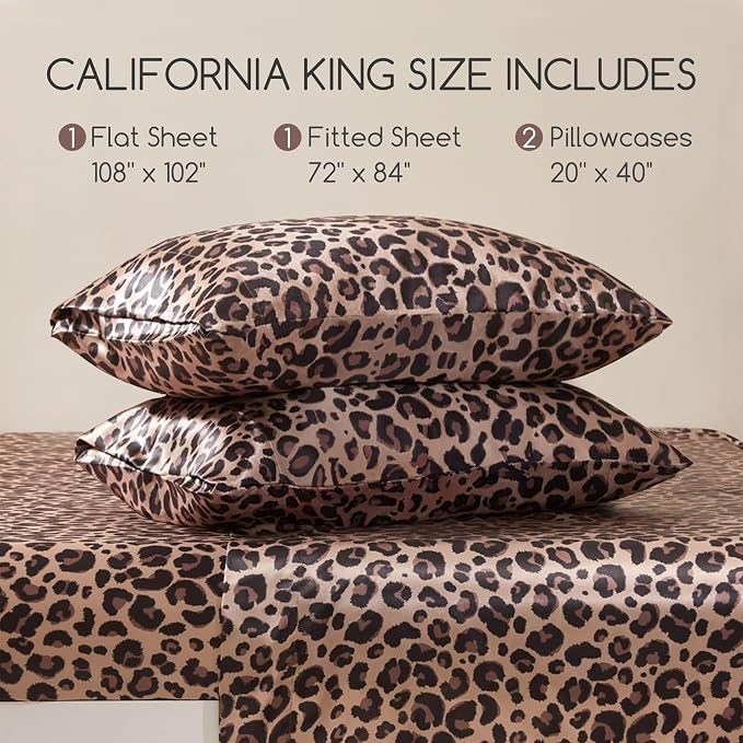 MR&HM Satin Bed Sheets with Elastic Corner Straps, California King Size Sheets - Image 7