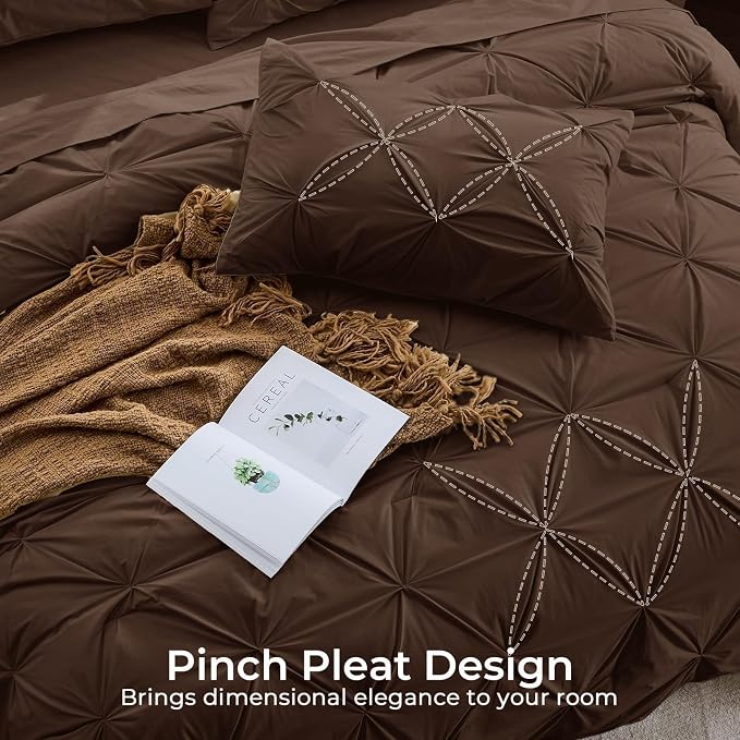Sasttie King Size Comforter Set, 7-Piece Bed in a Bag, Pintuck Bedding Set - Image 4