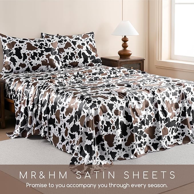 MR&HM Satin Sheets with Elastic Corner Straps, Twin Size 3-Piece Silky Bedding - Image 6