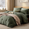 WRENSONGE California King Size Comforter Sets, 7 Pieces Olive Green Bed in a Bag by WRENSONGE
