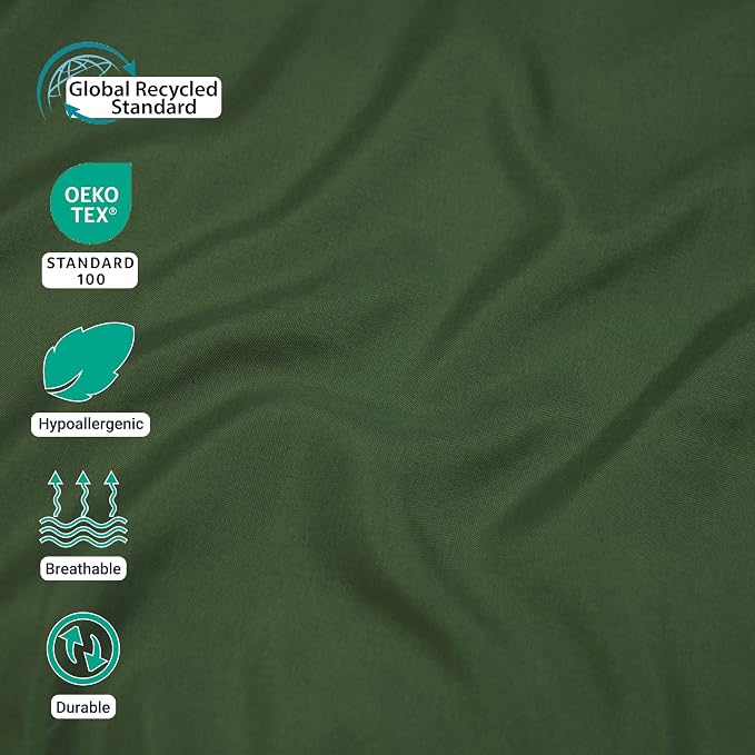 ZPECC King Flat Sheet Only 1 Pack, Durable Olive Green Top Bed Sheets - Image 2
